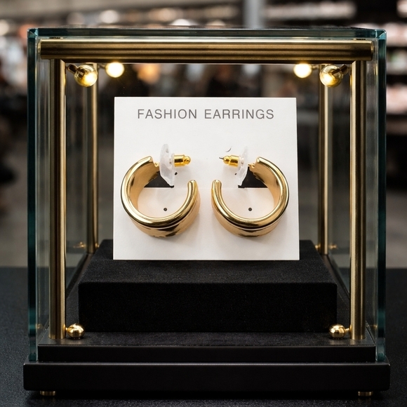 Jewelry - Women's gold hoop earrings with leopard decor